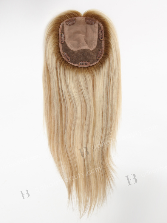 In Stock 5.5"*6.5" European Virgin Hair 16" Straight Color AS Photos Silk Top Hair Topper-137